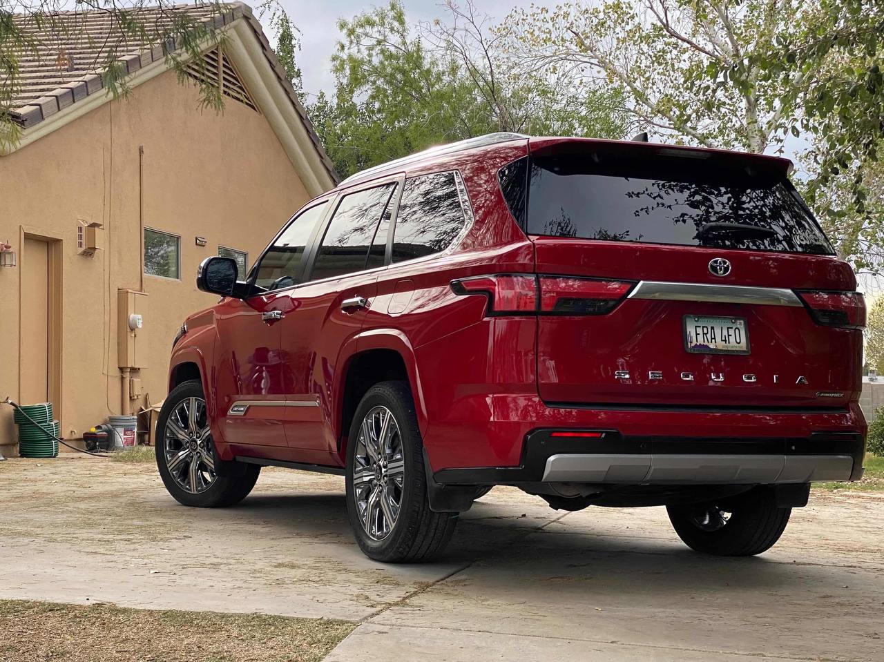 Avondale auto detailer result on a red Toyota Sequoia by Damian's Desert Detailing